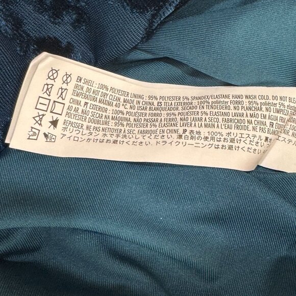 Forever 21 Womens Velvet Baroque Cami Mini Dress Womens XL Blue Burnout Goth - Picture 14 of 14